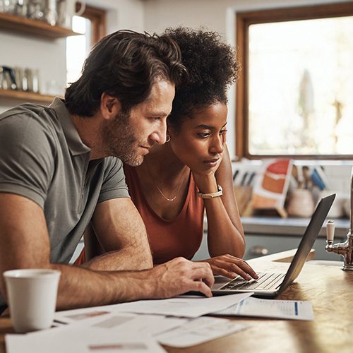 Couple at kitchen table